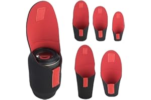 NAROOTE Camera Lens Storage Bag, Lightweight Camera Lens Bag, 5pcs Portable Neoprene Material Hook&Loop Design on The Cap for Photography Lovers