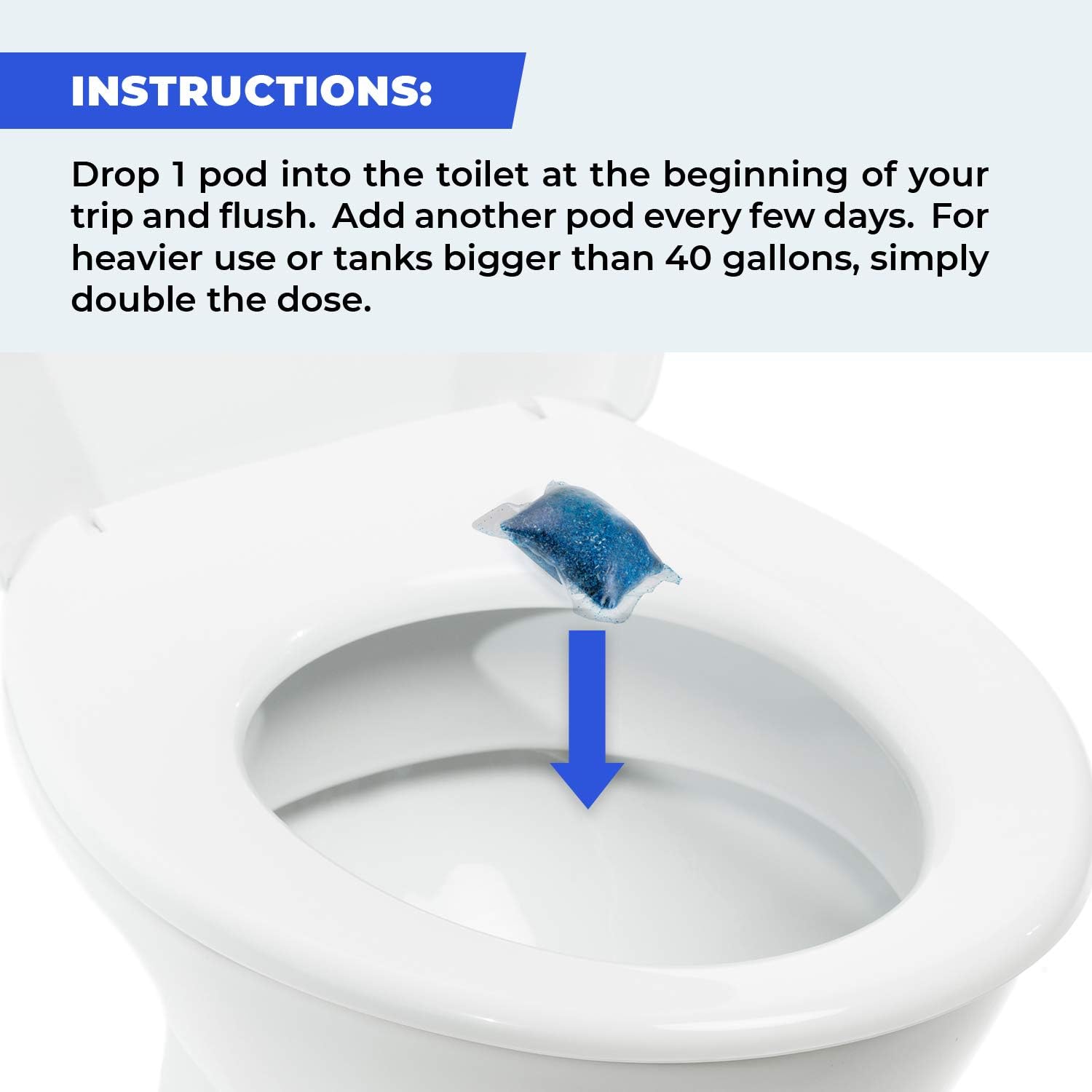 RV Toilet Treatment Drop Ins - 24 Easy Flush Self-Dissolving RV Black Tank Treatment Packets - Eliminate Odors and Break Down Waste Within Your RV Holding Tank: Health & Personal Care