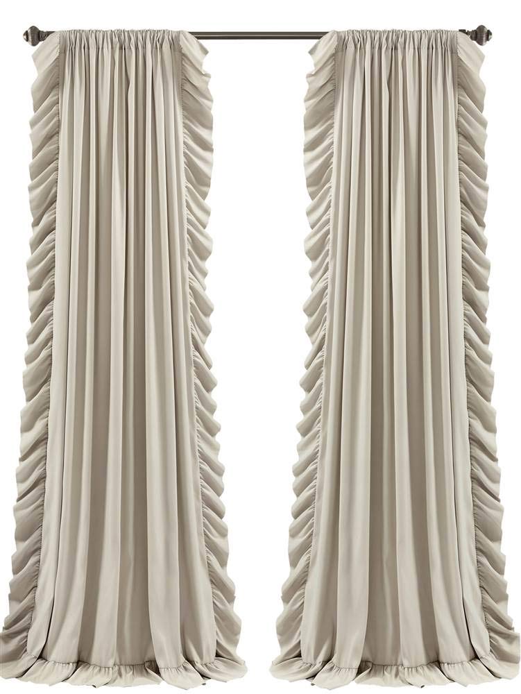 Lush Decor Reyna Wheat Window Curtains Panel Set for Living, Dining Room, Bedroom (Pair), 84 x 54 inches, 84 x 54 inches