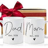 CATABUBU EST 2026 Mom Dad Mugs Set Gifts for New Parents, EST 2026 Parents to be Gift, Baby Reveal Mug, New Mother Father Pregnancy Announcement Gifts, First Time Mom Dad to Be Mugs Gift