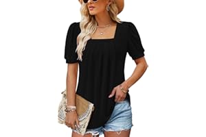 CHICZONE Women Short Sleeve Summer Tunic Tops Square Neck Trendy Shirt Dressy Casual Classic Tshirts Blouse