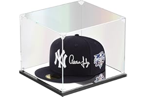 KOLIPI Hat Display Case, Clear Acrylic Hat Box with Mirror Base, Display Case for Baseball Cap, Snapback Caps, Mini Helmet (8.7x7.9x7.1 inch, 22x20x18 cm)