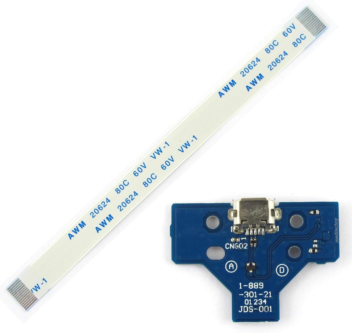 2x Micro USB Charging Port Board 14 Pin Controller with Flex Cable Replacement Compatible With JDS-001 Sony Playstation PS4 Controller DualShock 4 - Image 3