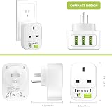 LENCENT UK to US Plug Adapter with 3 USB Ports Type B view 5