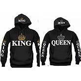 King Or Queen Crown Christmas Hoodies Pull Over Matching Love Couples Valentines Matching