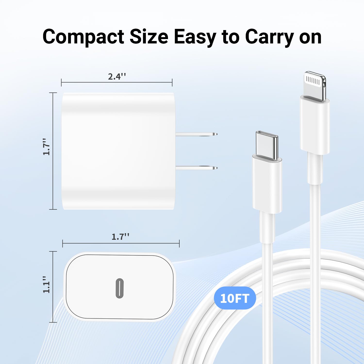 Essri i Phone Charger Fast Charging 10 FT, 3-Pack 20W PD USB C Charger Block with iPhone 14 13 Charging Cable 10 Foot, Compatible with iPhone 14 Pro/13Pro Max/12/11Pro/Mini - White