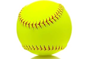 Rarapop Sports Fastpitch Softballs, 11 Inch Yellow Practice Softball, Unmarked & Leather Covered Training Ball for Games, Practice and Training