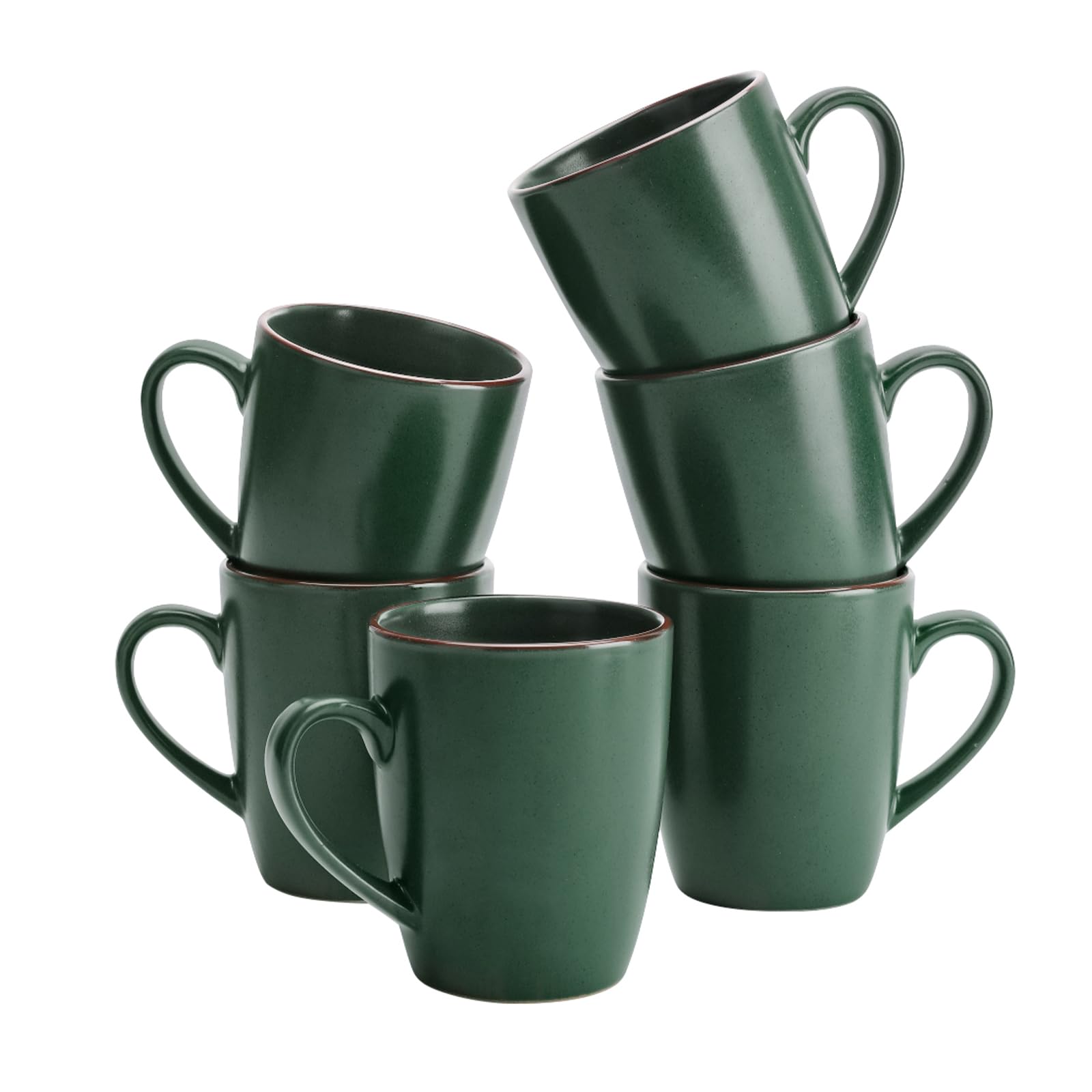 Photo 1 of famiware Venus Coffee Mugs for 6, 14 oz Mug Set, Dringking Cup with Handle for Coffee, Tea, Cocoa, Milk, Dark Green