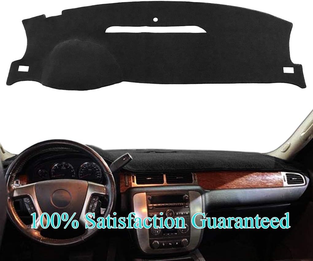 AKMOTOR Dash Cover Mat Fit for 2007-2014 GMC Yukon,2007-2013 Chevy Chevrolet Silverado 1500 LTZ/Avalanche/Suburban,07-14 Tahoe, Dashboard Cover Pad w/o Dash Speaker Hole (Black)