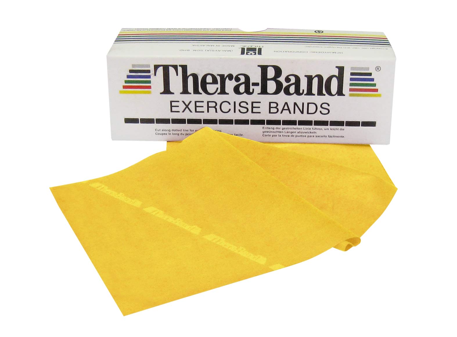 THERABAND Latex Resistance Band for Pilates, Home Gym, Rehab, Professional Physical Therapy & Fitness Equipment, 6 Yard Dispenser Box, Extra Thin Tan