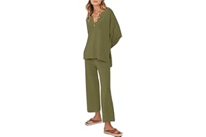 LCEPCY Womens 2 Piece Trendy Outfits Oversized Slouchy Matching Lounge Sets Cozy Knit Loungewear Sweater Sets