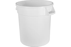 CARLISLE FOODSERVICE PRODUCTS CFS 34101002 Bronco Polyethylene Round Trash Container, 10 Gallon Capacity, 16.13" Diameter x 17" Height, White (Case of 6)