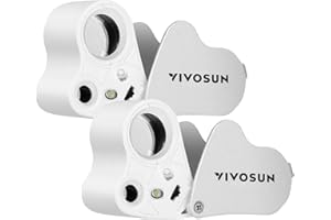 VIVOSUN 2-Pack 30X 60X Illuminated Jewelers Loupe Foldable Magnifier with LED Light for Jewelry Gems Watches Coins Stamps Ant