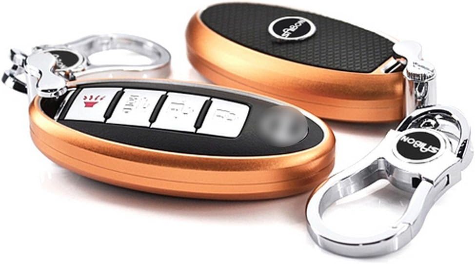 Saibon Motorsport Orange Alumnium Metal Key Fob Case Cover for Nissan 3 4 5 Buttons Car Keyless Remote Entry Control