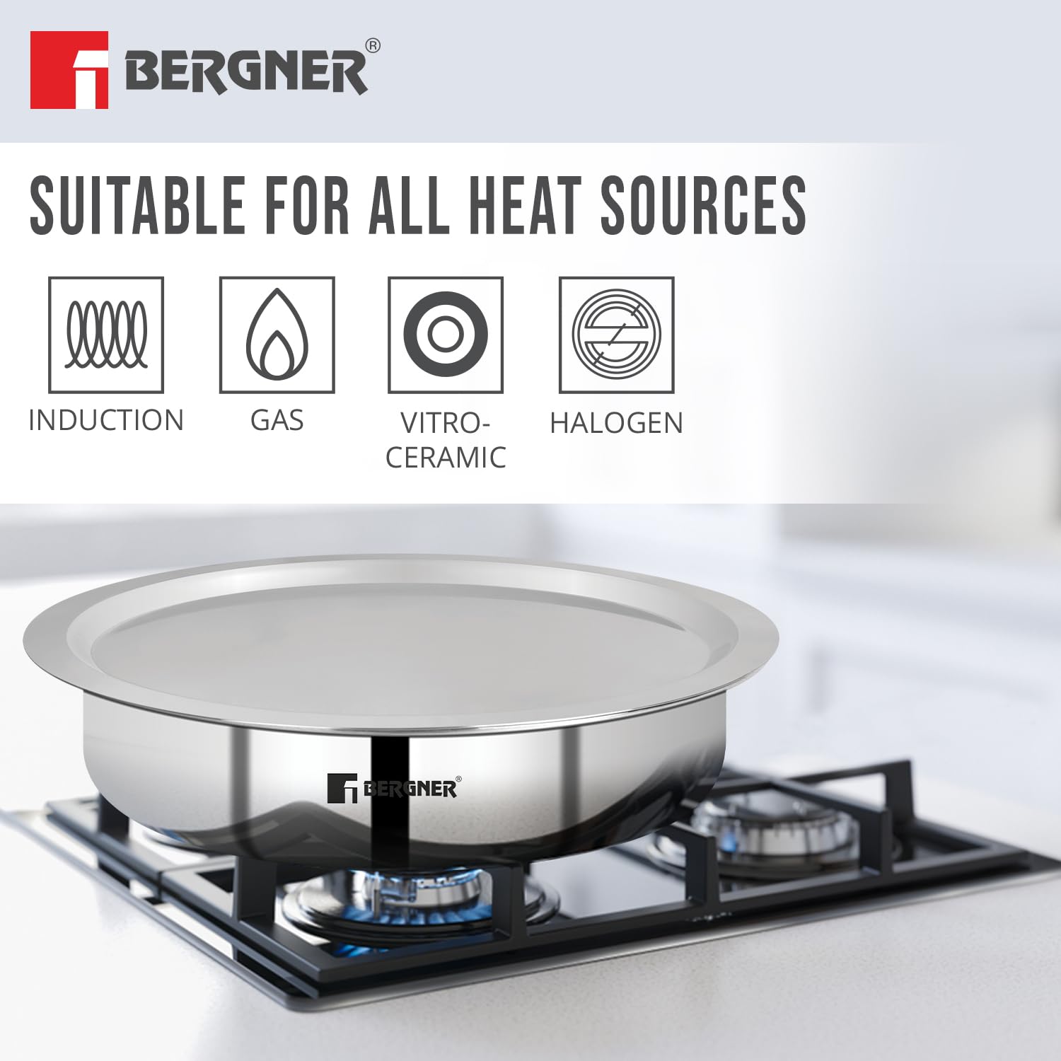 Bergner Argent TriPly Stainless Steel 24 cm Lagdi with Stainless Steel Lid, 2.6 L Saute Pan with Lid, Food Safe, Durable, Dishwasher Safe, Induction and Gas Ready, 5-Year Warranty 4