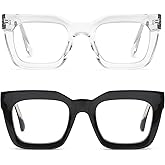 AQWANO Stylish Oversized Reading Glasses for Women Fashion Designer Readers Blue Light Square Computer Glasses