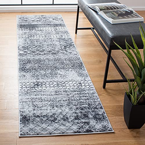 SAFAVIEH Amelia Collection Runner Rug - 2'2" x 6', Grey & Ivory, Rustic Tribal Distressed Design, Non-Shedding & Easy Care, Ideal for High Traffic Areas in Living Room, Bedroom (ALA761F) at Amazon