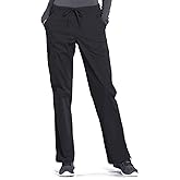 Cherokee Scrub Pant for Women Mid Rise Straight Leg Drawstring Bottom with 5 Pockets, Soft Stretchy & Durable Fabric - WW160