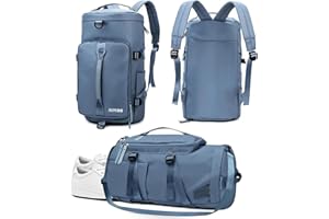 Gym Bag for Men and Women Sports Duffle Bag Travel Backpack Weekender Overnight Bag with Shoes Compartment Blue - MIYCOO