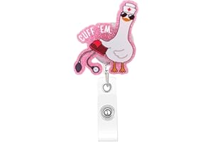 MAHROKH Funny Goose Nurse Badge Reel, Cuff 'Em Badge Holder with Retractable Clip, Cute Gifts for Nursing Student RN LPN CNA MA Medical Worker Teacher Doctor