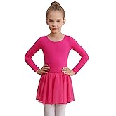 WEGETIT Leotards for Girls Long Sleeve Ballet Dress Toddler Dance Leotard with Skirt Kids Gymnastics Outfits Tutu Dress