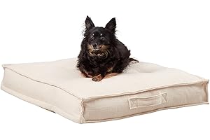 South Pine Porch Mila Square Tufted Pillow Style Dog Bed, Cream, Small (24" x 24")