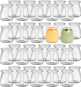 Kingrol 40 Pack 5 oz Glass Jars with Lids, Replacement Pudding Yogurt Jars, Glass Food Storage Containers for Jams, jellies, Honey, Desserts, Party Favors