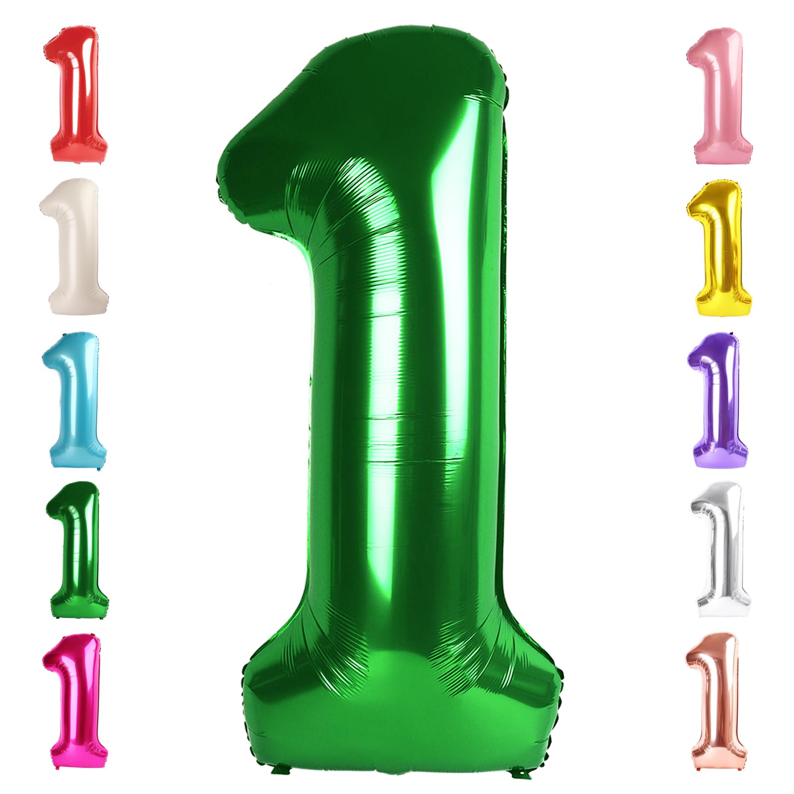 Photo 1 of Number Balloons 1, 40 Inch One Balloons for 1st Birthday Girls Boys 1 11 21 Party Decorations Baby Shower Photo Shoot, Dark Green 1 Balloon for Anniversary Wedding