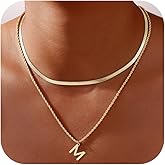 Ritach Gold Necklace for Women Trendy - M Initial Necklaces for Women Non Tarnish Gold Necklace Stack Initial Necklace Letter Necklace Gold Layered Necklaces for Women Gold Jewelry