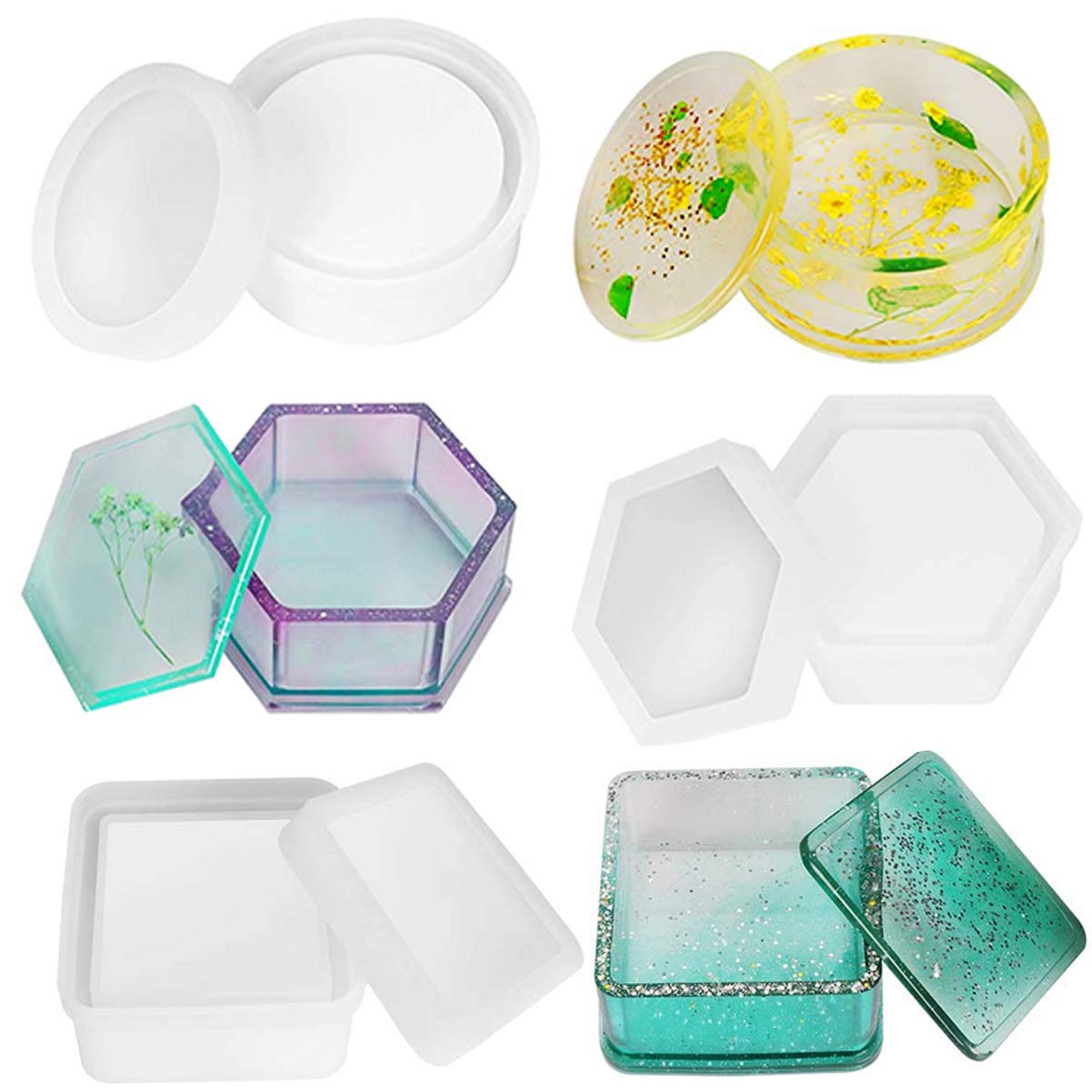 Biluer 3pcs Silicone Resin Mould Resin Mould Epoxy Resin Mould, Jewellery Mould, Suitable for Making Coasters Jewelry Holder Candle Holders Flower Pot Holder Cup Holder