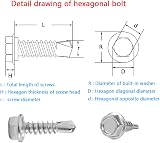 Lemiyoo 113 Pcs M4.8 Self-Drilling Screws Set 410 Stainless Hex Head Assortment view 2