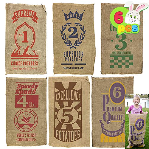 JOYIN 6 PCs Burlap Bags; 40” x 24" Potato Sacks Racing Bags for All Ages Kids & Family, Carnival Games Party Favor, Outdoor Game Activity, Outside Lawn Games Party Supplies Décor Props Decorations.