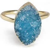 Natural Druzy Marquise Ring &bull; 13 Colors &bull; 2 Plating Finishes &bull; Adjustable | STOCK PHOTOS &bull; Similar ring will be shipped &bull; Natural Druzy varies in color tone, crystal size &amp; pattern