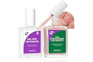 GELIKE EC Nail Growth Treatment and Dehydrator Kit: Nude Strengthener & Dehydrator 15ml Fix Weak Nails Fast - Salon Results at Home for Busy Moms Travelers