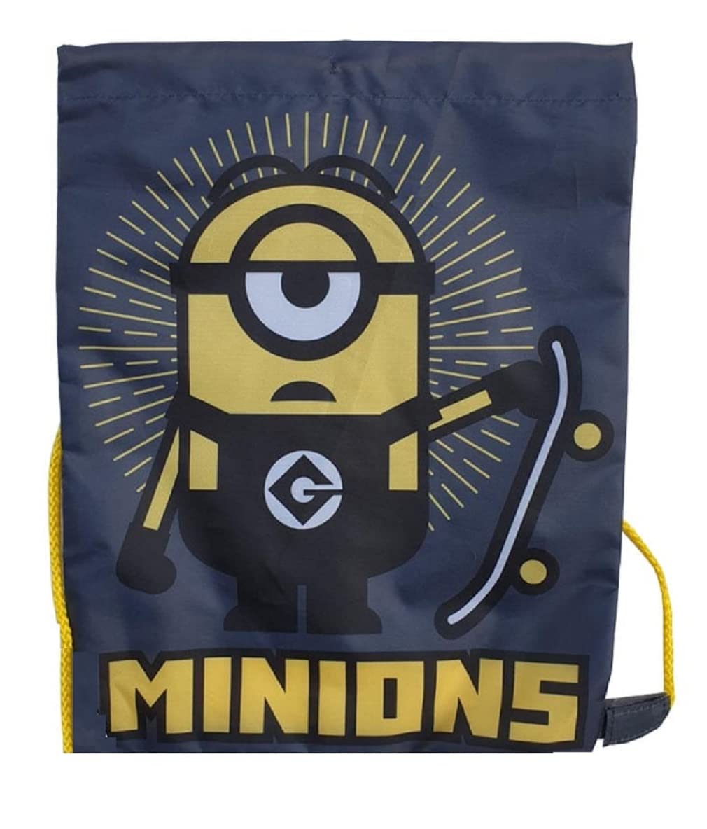 Kids Children Boys Girls Stuart Minions Gym Bag Swim Shoe PE Drawstring School Travel Tote Bag Black