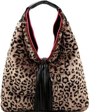 faux fur leopard purse
