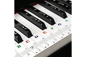 RYDOWENNA Piano Keyboard Stickers，Colorful & Black for 88 61 54 49 Key Full Set Removable and Transparent Large Bold Letter Keyboard Sticker Notes Label for Piano Beginners