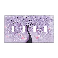 Spshian Light Switch Cover 3D Purple Tree 4 Gang