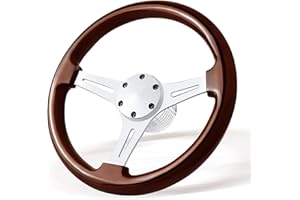 VOONKE 13.8" Boat Steering Wheel with 3/4" Tapered Shaft, 6 bolts Wood Grain Classic Nostalgia Boat Steering Wheel for Seastar and Verad, for Marine Boats, Yacht,Vessels,Pontoon Marine-Mirrored-silver