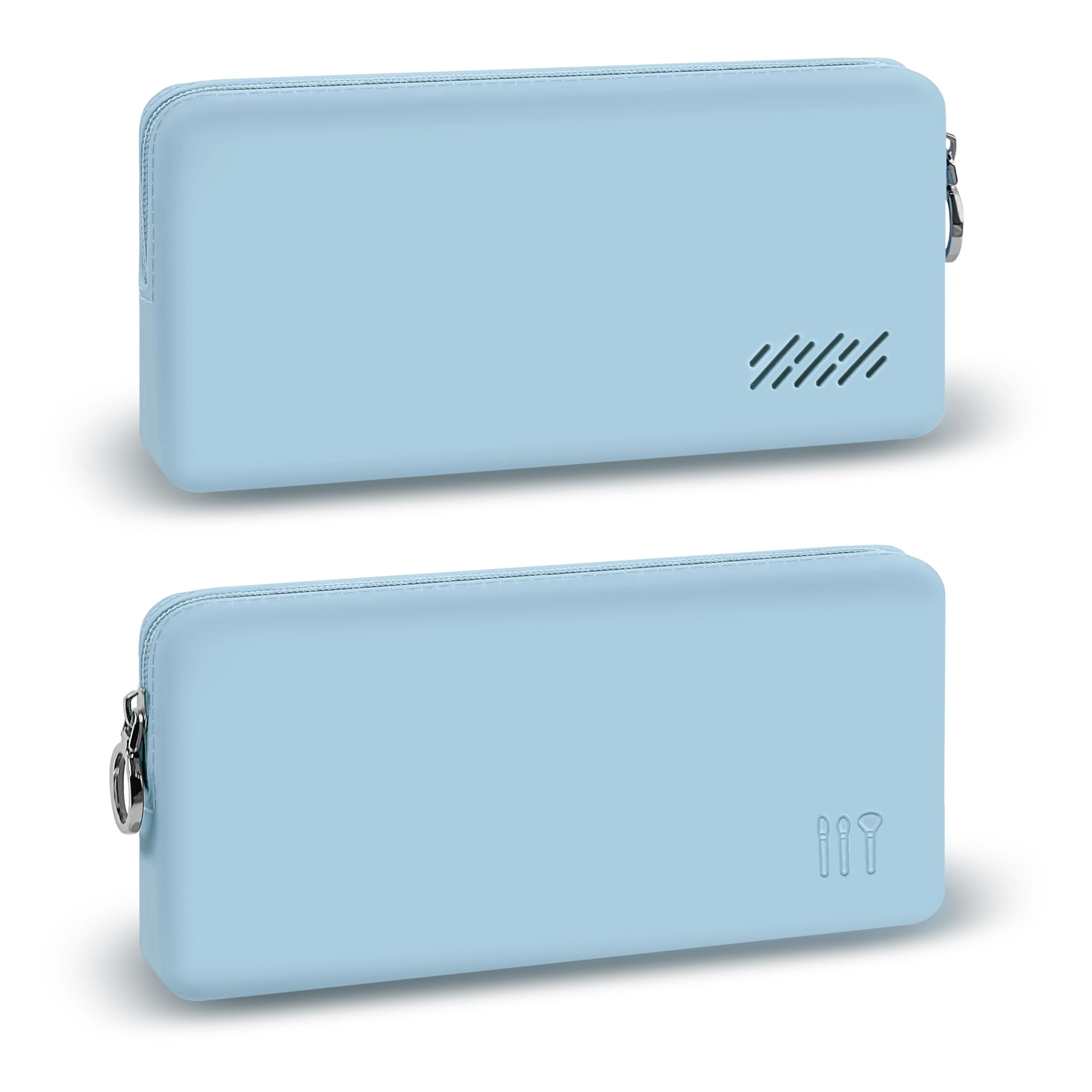 HomeGadget Makeup Brush Bag for Travel [ 22 x 11 x 4cm ] - Washable Inside & Out - Storage Make up Organiser for Cosmetic | Toiletry etc. in Baby Blue