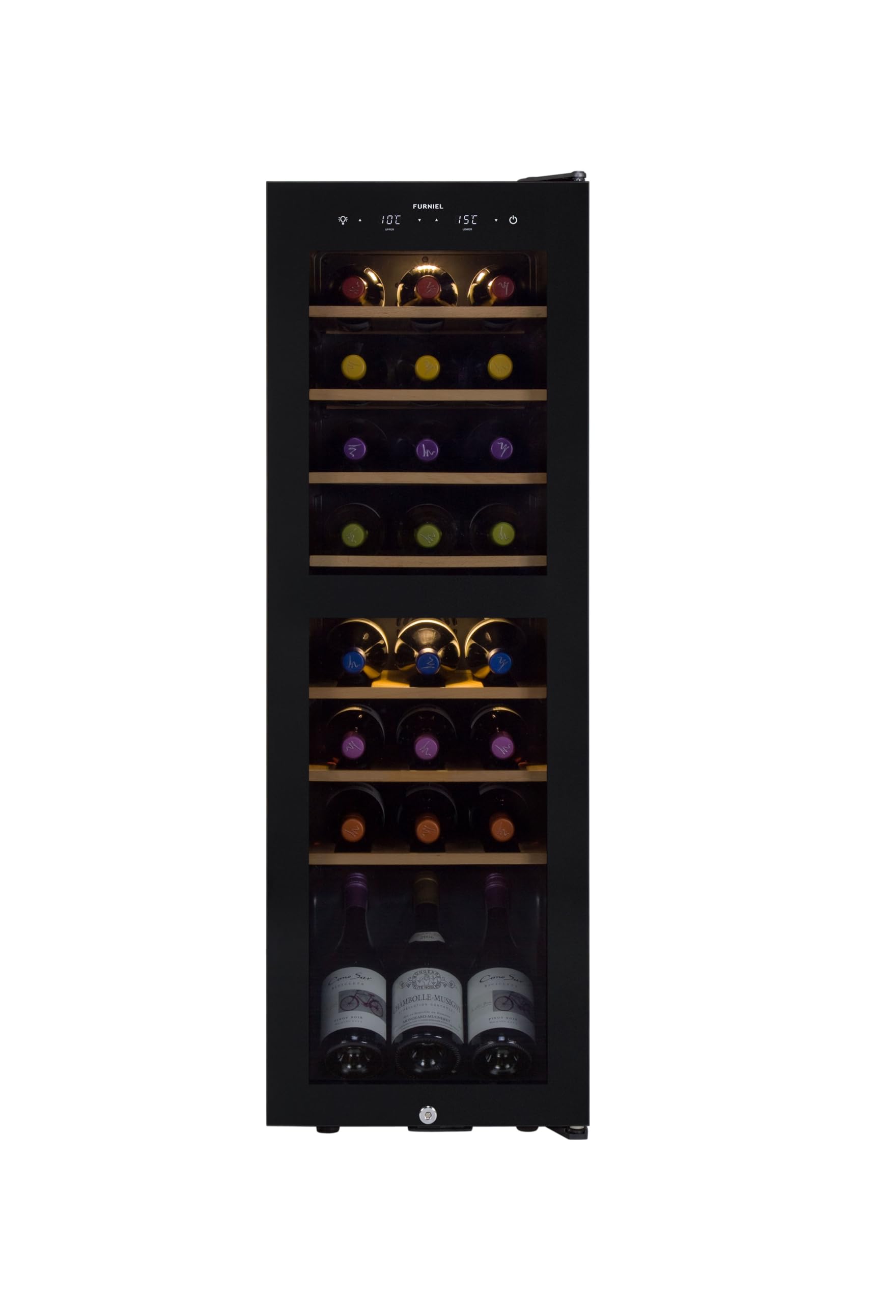 FURNIEL/ファニエル 長期熟成型ワインセラー (24本収納/最大39本・ピュアブラック・2温度管理) SAB-90G-PB SAB-90G-PB商品画像