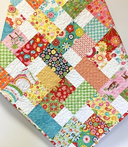 Baby Girl Quilt Colorful Scrappy Patchwork OOAK
