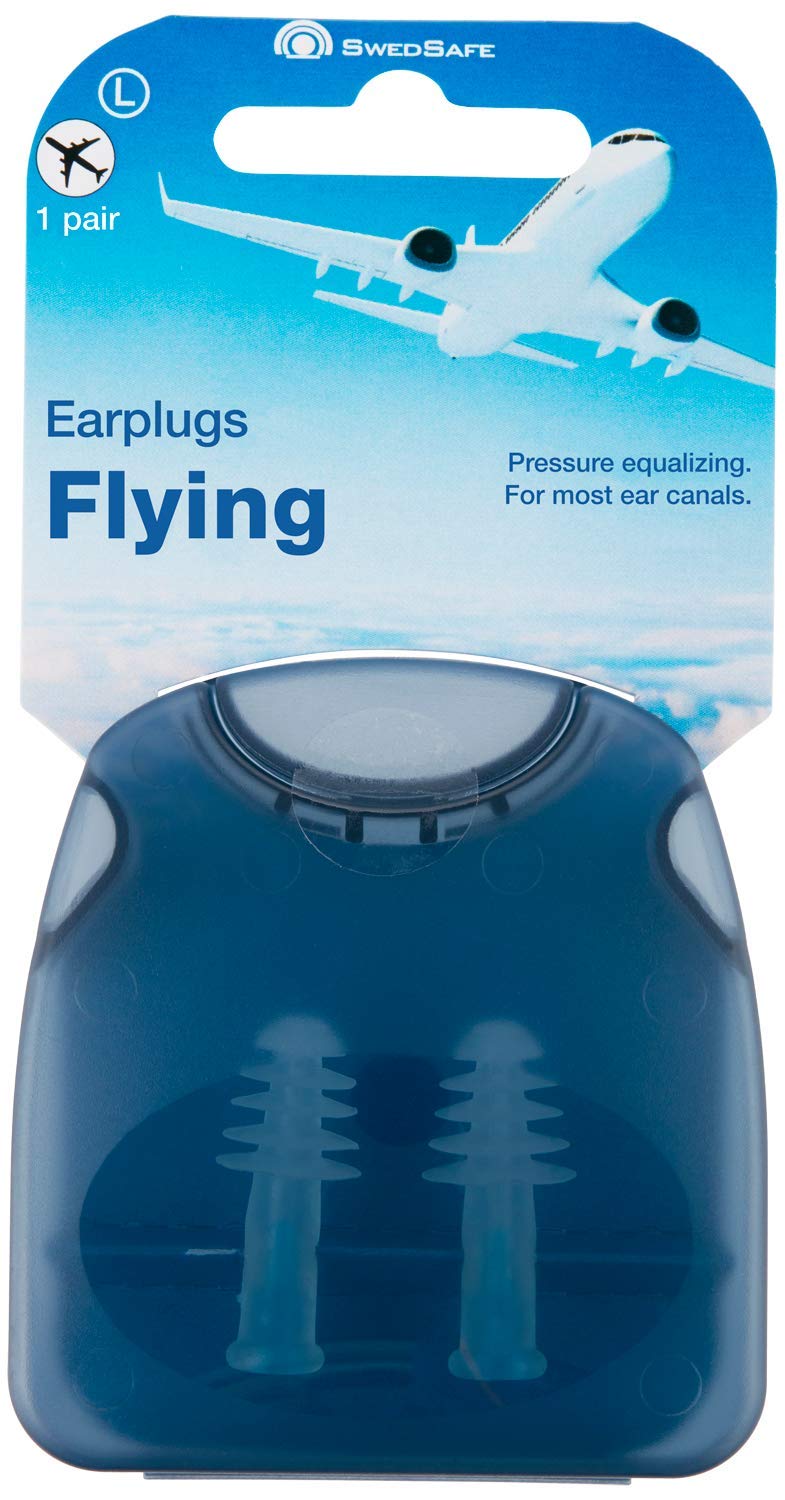 SwedSafe Ear Plugs for Flying - Men - Perfect for Pressure Relief and Sleeping on Flights - Large with Box