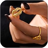 Wlahm 14K Gold Plated Lip Statement Ring for Women,Chic Adjustable Mouth Shape Exaggerated Rings Personality Hip Hop Punk Bar Jewelry Gifts