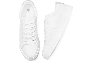 Adokoo Women's Fashion Sneakers PU Leather Casual Shoes White Tennis Low Top Shoes Womens Lace Up Sneakers