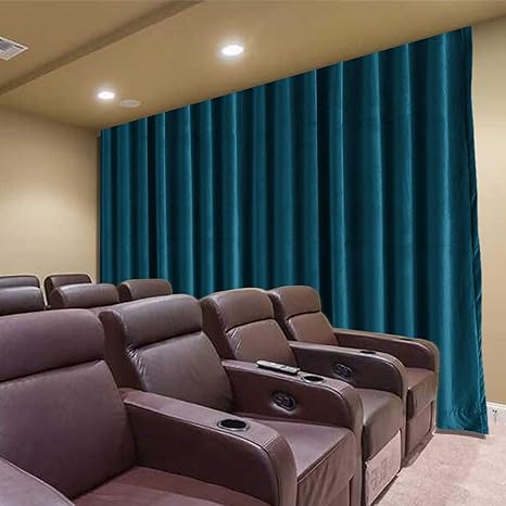 Frelement Movie Theater Curtains Velvet Privacy Flat Hooks Drapes With Blackout Lining For Theater Room Movie Room Stage Villa 100w X 96l Inches Midnight Blue 1 Panel Amazon Ca Home