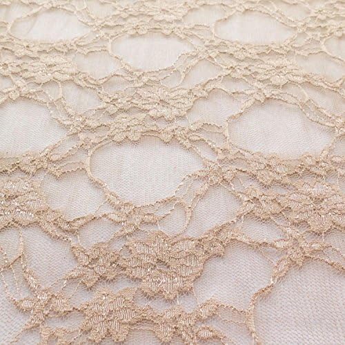 Taupe Giselle Floral Lace Fabric 4 Way Stretch 58" Width - Sold by The Yard