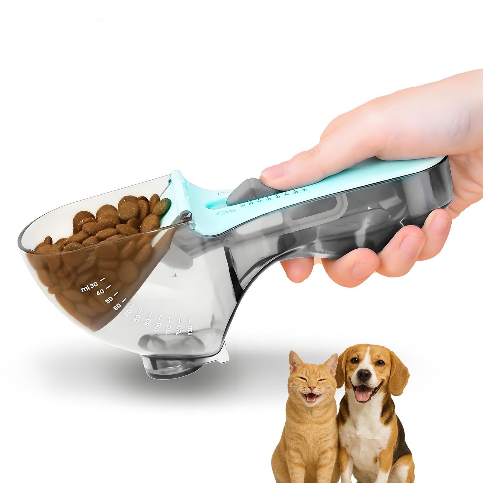 Photo 1 of 1/2 Cup Cat Dog Food Scoop, Adjustable Pet Food Measuring Cup with Scale, Pet Food Feeding Scoop for Dog, Cat and Rabbit or Bird, Puppy Measuring Cup, Easy Clean and Also Use for Rice, Flour, Soybean