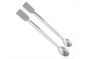 Piutouyar 10 Pcs 2 in 1 Double Ended Lab Spoon Micro Lab Spatula Stainless Steel Lab Scoop Square & Flat Spoon End for Reagen