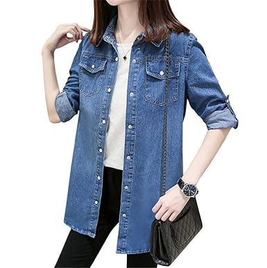 Amazon リングルー デニム シャツ レディース 長袖 シンプル